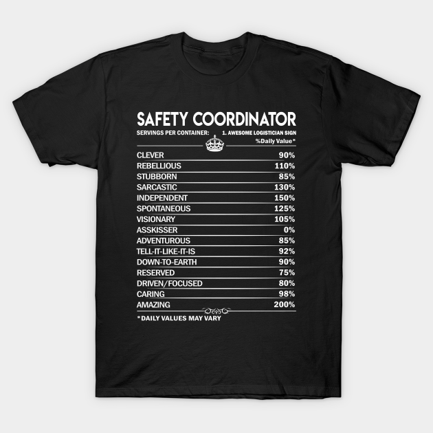 Safety Coordinator T Shirt Safety Coordinator Factors Daily Gift Item